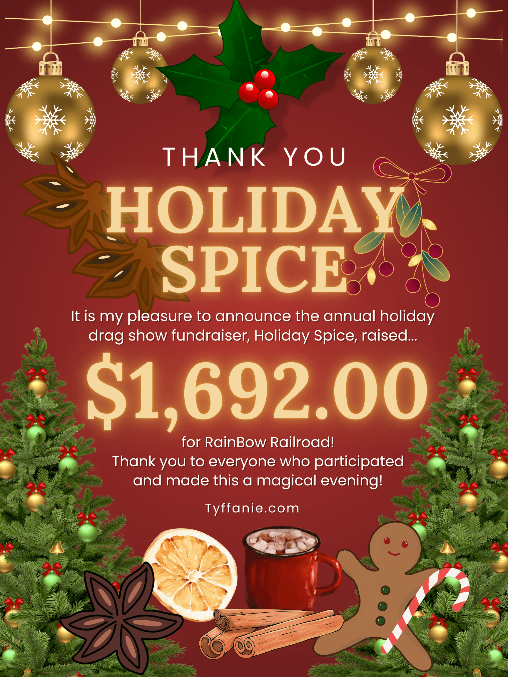 Holiday Spice raises $1692 for Rainbow Railroad - 2025